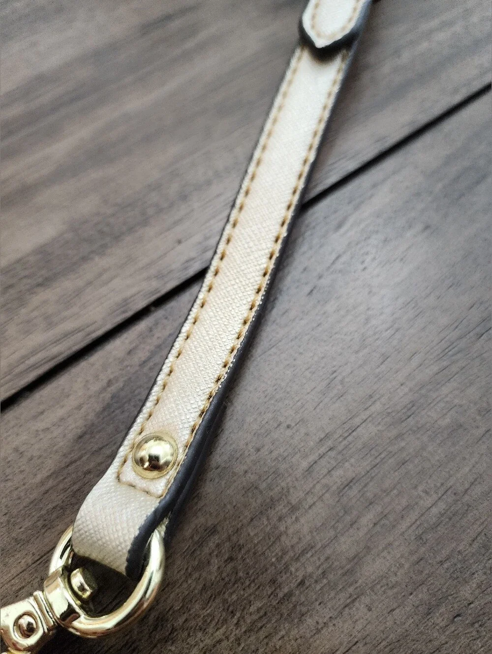Classic Gold Faux Saffiano Leather Crossbody Strap with Gold Hardware 49 In Long